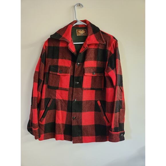 Vintage H W Carter and Sons Men's Red Buffalo Plaid Wool Hunting Jacket Coat M? - Picture 1 of 3